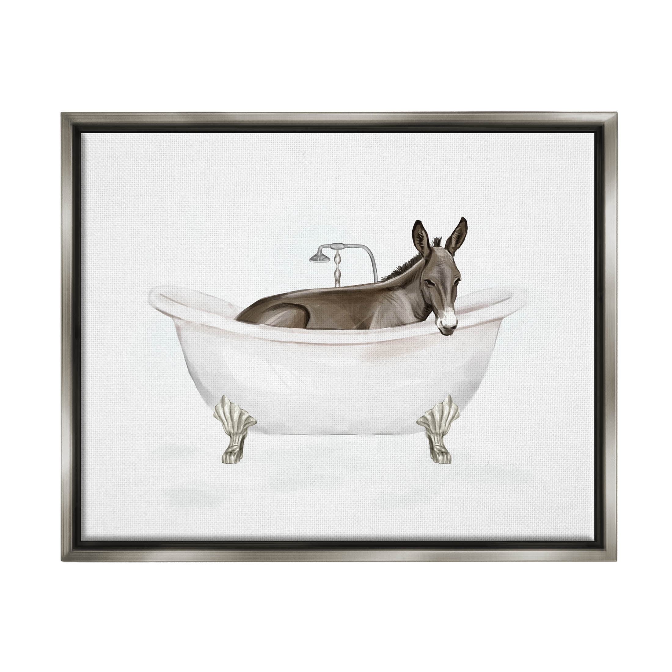 Donkey Bathroom Tub Animal Animals & Insects Graphic Art Luster Gray Framed Art Print Wall Art