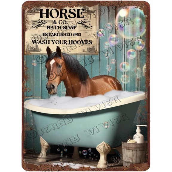 Donkey Bathroom Wall Decor Metal Tin Sign for Home Bath Decorations Rustic Cabin Bathroom Decor Toilet Accessories Funny Donkey Bath Decor,New Home Gift, Shabby Chic Decor,Aluminum 12"x16"