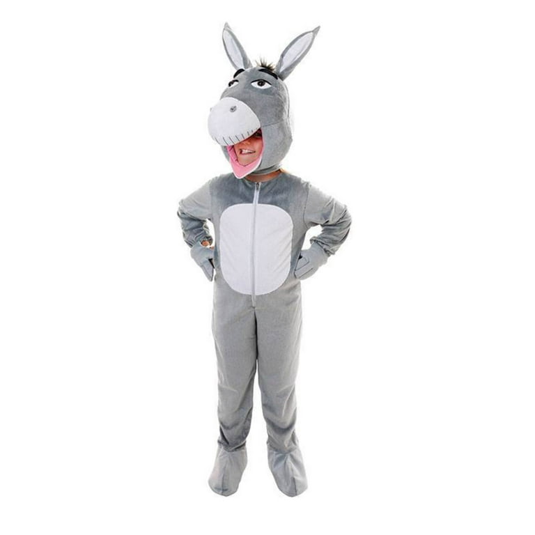 Donkey Big Head Childrens Costume Grey Mascot Donkey Big Head Childrens Costume Grey Mascot