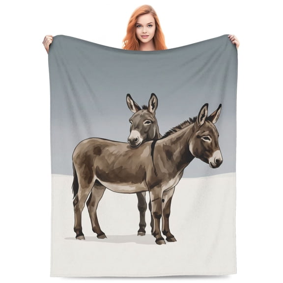 Donkey Blanket Cute Animal Texture Super Soft Flannel Plush Warm Fuzzy Thoughtful Gift Idea Sofa Bed 50x40