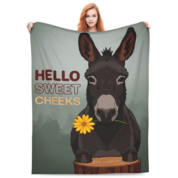 Donkey Blanket Funny Farmhouse Animal Graphic Soft Flannel Plush Warm Thoughtful Gift Idea Sofa Bed 50x40
