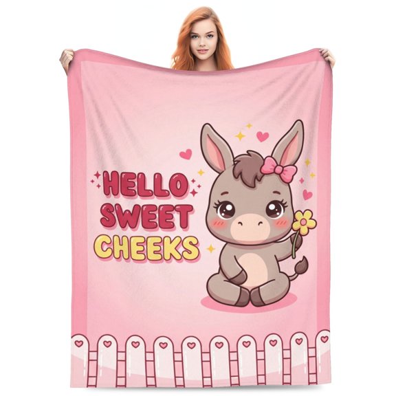 Donkey Blanket Funny Farmhouse Animal Graphic Soft Flannel Plush Warm Thoughtful Gift Idea Sofa Bed 50x40
