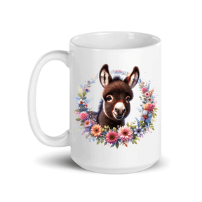 C&M Personal Gifts 15 oz Donkey Ceramic Coffee Mug - Floral Design
