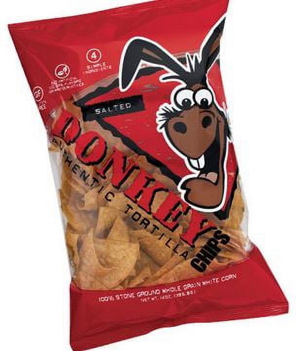 Donkey Chips Salted Authentic Tortilla Chips, 14 oz, (Pack of 12
