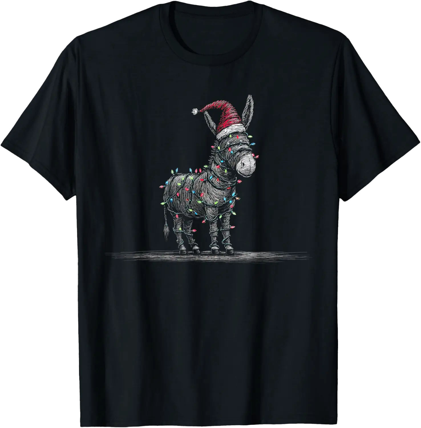 Donkey Christmas Graphics Animal Lights Lover Design T-Shirt - Walmart.com