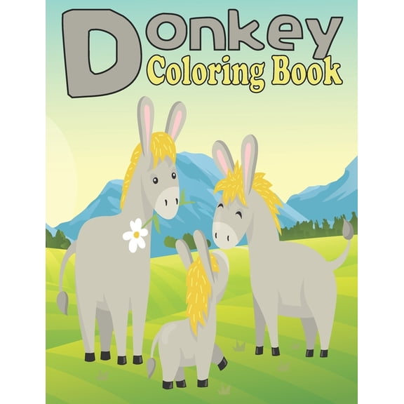 Donkey Coloring Book: amazing 35 pages donkey coloring book for kids, (Paperback)