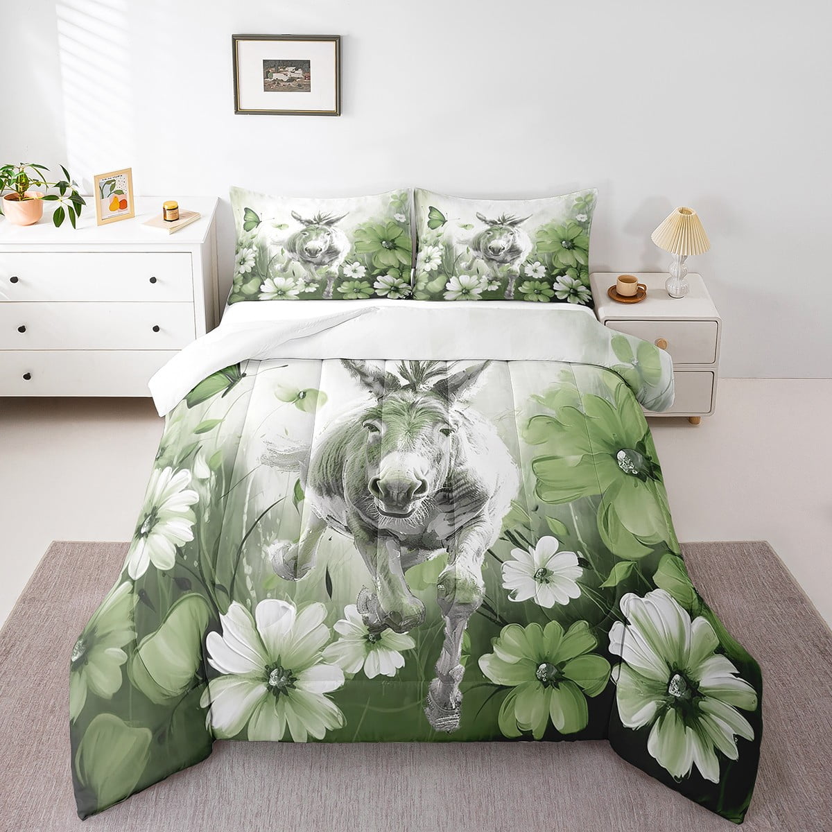 Donkey Comforter Set Daisy Flowers King Bedding Comforter Sets for