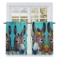 thumbnail image 1 of Donkey Couple Tier Curtains 54 Inch Length, Funny Animals Flowwers Wooden Oil Paint Cafe Short Curtains for Bathroom Over Sink, Small Kitchen Curtain Light Filtering Drapes 2 Panels 27.5"Wx54"L, 1 of 9