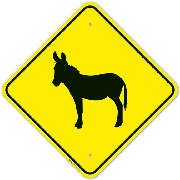 Donkey Crossing with Graphic Sign, 18x18 Inches, Rust Free .063 Aluminum, Fade Resistant, Made in USA