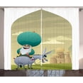 thumbnail image 1 of Ambesonne Donkey Curtains 2 Panel Set, Cartoon of Nasreddin Hodja, 108" x 96", Multicolor, 1 of 3
