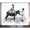 thumbnail image 1 of Ambesonne Donkey Curtains 2 Panel Set, Water Carrier Vintage Sketch, 108" x 84", Black and White, 1 of 3