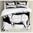 thumbnail image 1 of Donkey Duvet Cover Set King Size, Donkey Standing on the Side of a Road in the Village Animals Farmlife Concept, Decorative 3 Piece Bedding Set with 2 Pillow Shams, Black and White, by Ambesonne, 1 of 3