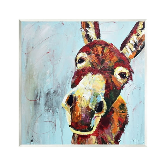 Donkey Face Blue Background Animals & Insects Painting Unframed Art Print Wall Art