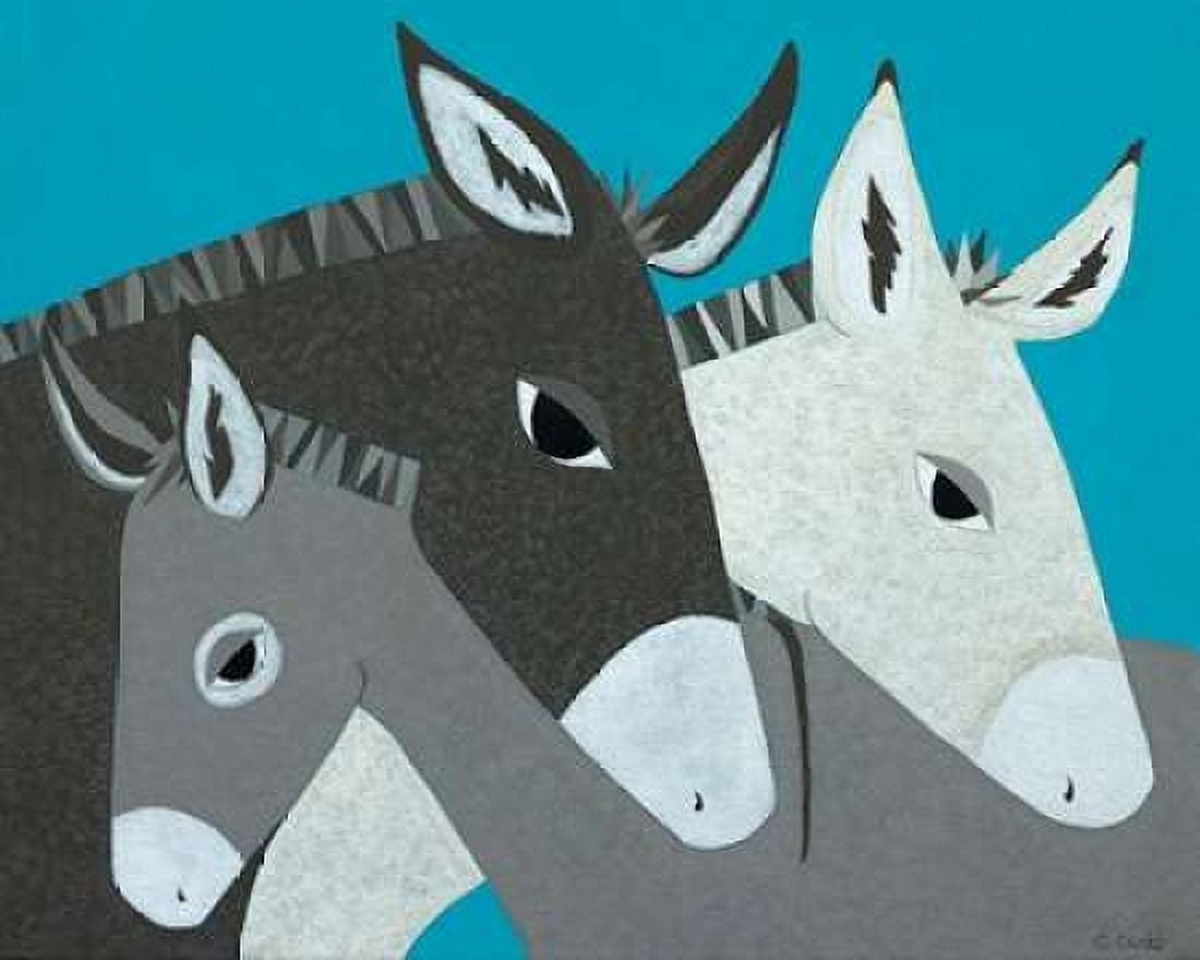 Donkey Family Canvas Art - Casey Craig (24 x 30)
