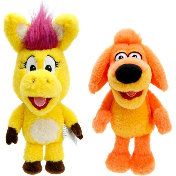 Jada Donkey Hodie 8" Sound Plush Twin Pack - Donkey Hodie & Bob Dog - Squeeze for Phrases from Preschool Show Donkey Hodie - Ages 3+