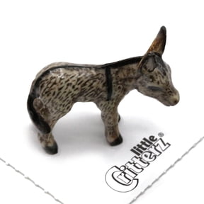 Little Critterz Donkey Kid Duffy Miniature Porcelain Figurine, Hand-Painted Collectible Farm Animal Statue, Cute Wildlife Home Dcor Display Piece, Gift for Animal Lovers