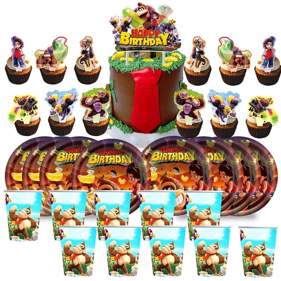Donkey Kong Bananza Birthday Cups Party Supplies Plates Decorations Cake Topper Decor