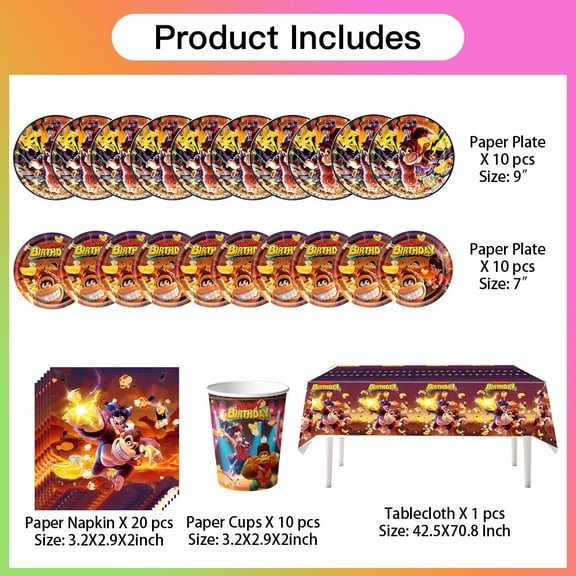 Donkey Kong Bananza Party Supplies Set Banner Balloons Plates Cups Tablecloth