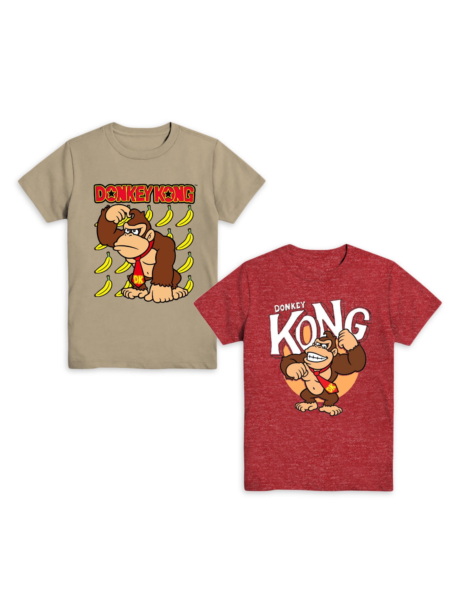 Donkey Kong Boys Bananas Short Sleeve Graphic TShirts, 2Pack, Sizes
