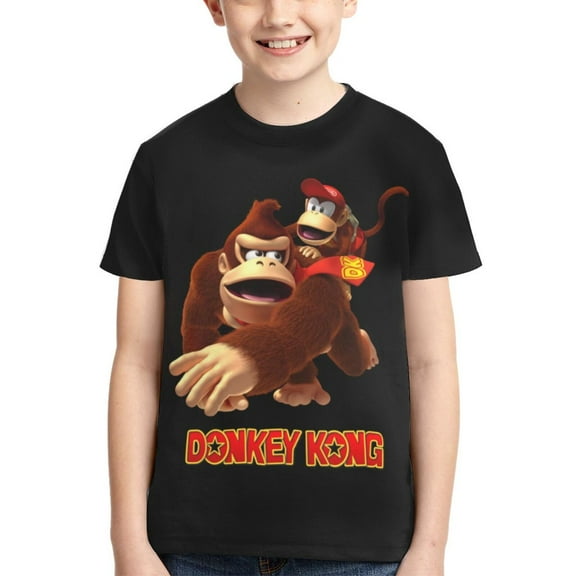 Donkey Kong Boys Girls T Shirt Kids Short Sleeve Crewneck 3d Printed Graphic Shirts For Kids Youth X-Small