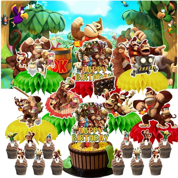 Donkey Kong Country Party Decorations Decor Supplies Honeycomb Centerpieces Table Toppers Cake Toppers for Birthday Photo Props