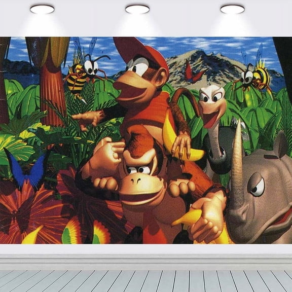 Donkey Kong Country Party Supplies Backdrop Banner Poster Birthday Decorations Background for Photography Taspestry