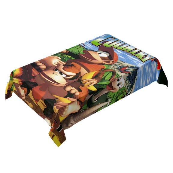 Donkey Kong Country-theme square tablecloth has an iconic print, fits most tables, and is easy to care for perfect gifts for fans friends and family55" x 71"140*180cm
