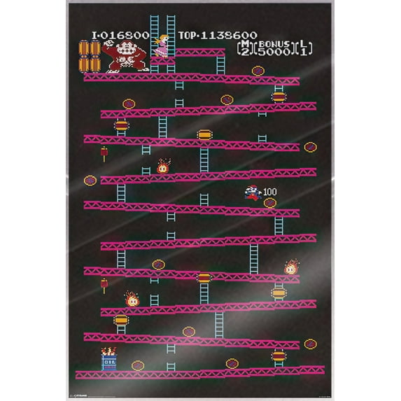 Donkey Kong - Gaming Poster (Classic Nintendo Game - Key Art) (Size: 24" x 36") (Laminated Poster)
