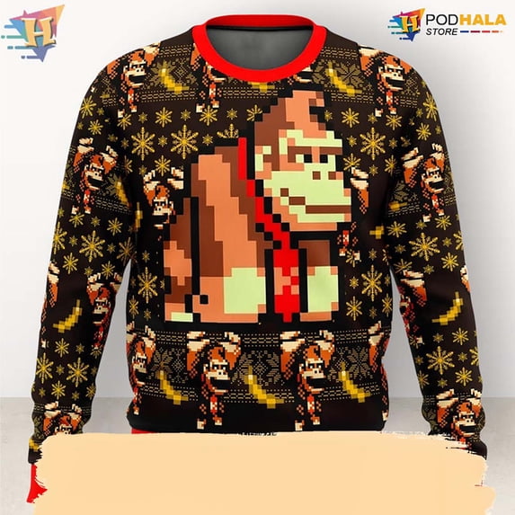 Donkey Kong Sprite Retro Game Graphic Arcade Themed 8bit Pattern ...