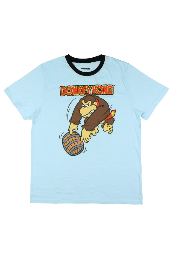 Donkey Kong T-Shirt Men's DK Logo Design Short Sleeve Adult Ringer Tee