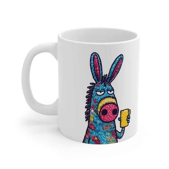 Donkey Mug, funny Coffee Cup, Gift Coffee Lovers, Colorful Donkey Mug, Sarstic Morning Humor Mug, oz and oz available.