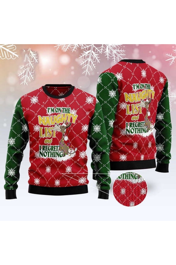 Donkey Naughty List 3D Christmas Sweater, Funny Xmas Sweater, Sweater Xmas