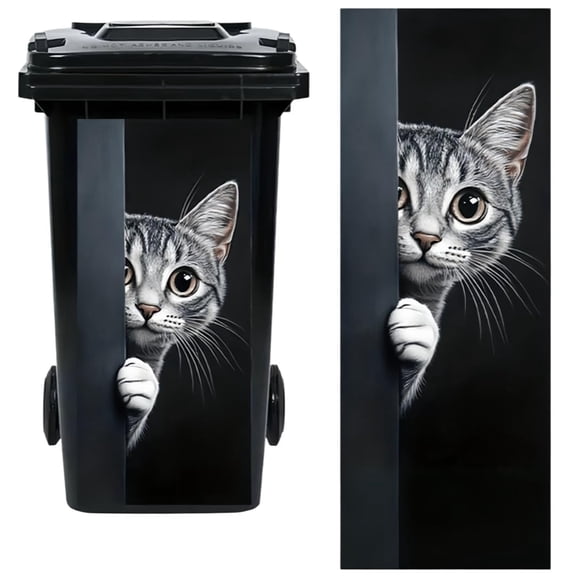 Donkey Painting Trash Can Sticker PVC 27.56×12.2 Inches Funny Garbage Sticker Farm Animal Peeking Decal for Outdoor, Driveway, Recycling Bins, Wall Decorative DIY (Dog)