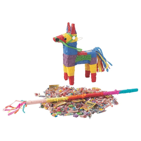 Donkey Piata Kit, Party Decor, Cinco de Mayo, 210 Pieces