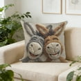 thumbnail image 1 of Donkey Pillow Cover, Happy Animals Throw Pillow, Faux Embroidery Farm Decor Cushion, 18x18 Inch Fun Animal Pillow for Living Room and Sofa, 1 of 6