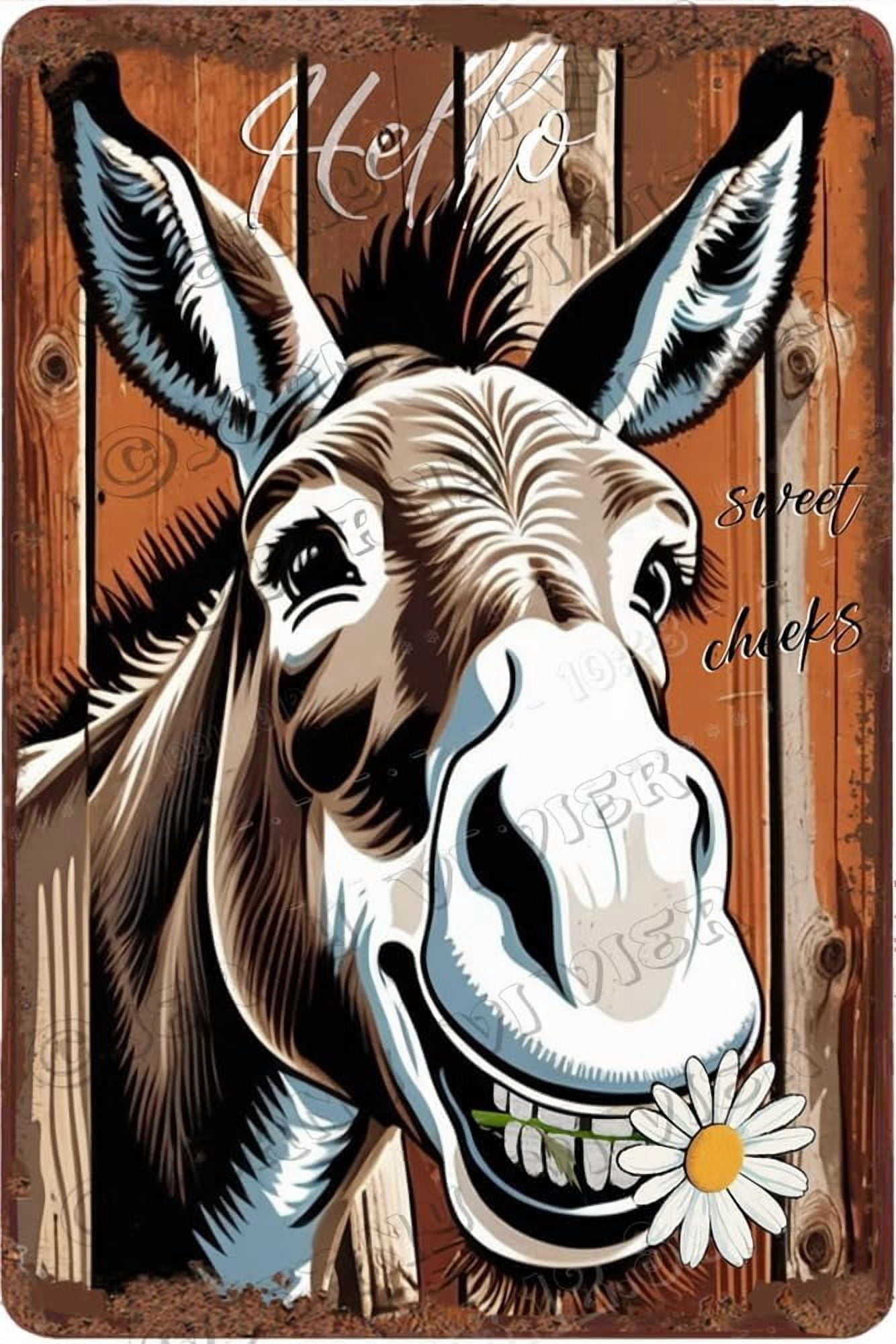 Donkey Retro Aluminum Sign 12x8 in Metal Sign Donkey Wall Sign Rustic ...
