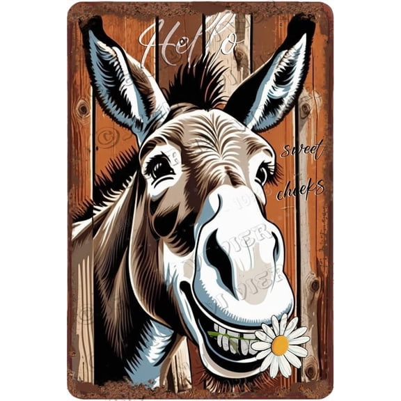 Donkey Retro Aluminum Sign 12x8 in Metal Sign Donkey Wall Sign Rustic Farmhouse Decor Donkey Decor for Cafes Club Pub Man Cave Wall Sign Gifts