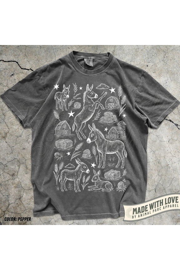 Donkey Shirt Farm Animal Graphic Tee, Barn Hay Field Country Western T-Shirt, Ranch Life , Donkey Farmer Top, Support Locals Farmers All Size S-5XL
