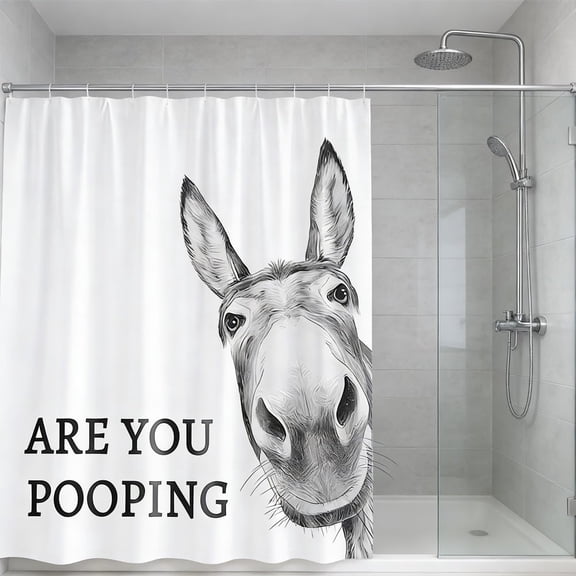 Donkey Shower Curtain Funny Animal Bathroom Decor Waterproof Polyester Fabric Vivid Print Durable Grommets Standard Size Easy Install Humorous Gift Adults Apartment Home Restroom Decoration(70*70in)