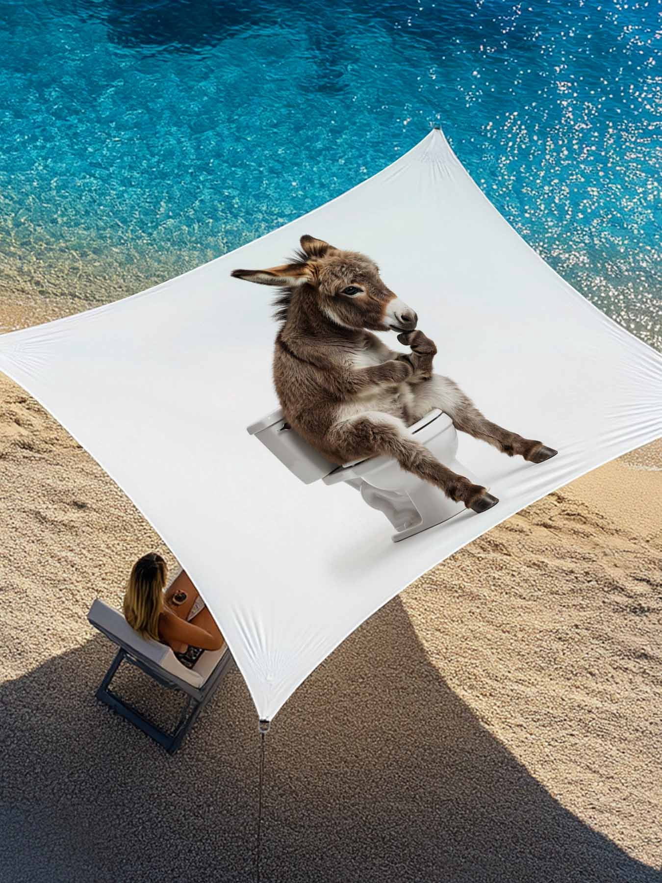 Donkey Sitting on The Toilet Thinking Sun Shade Sail 6.5' x 10 ...