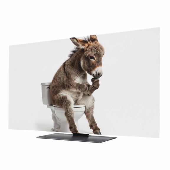 Donkey Sitting on The Toilet Thinking TV Dust Cover 24 Inch, Abstract Funny Animal Computer Monitor Cover Dustproof Stretchable Indoor TV Screen Protector for LED LCD Universal Monitors