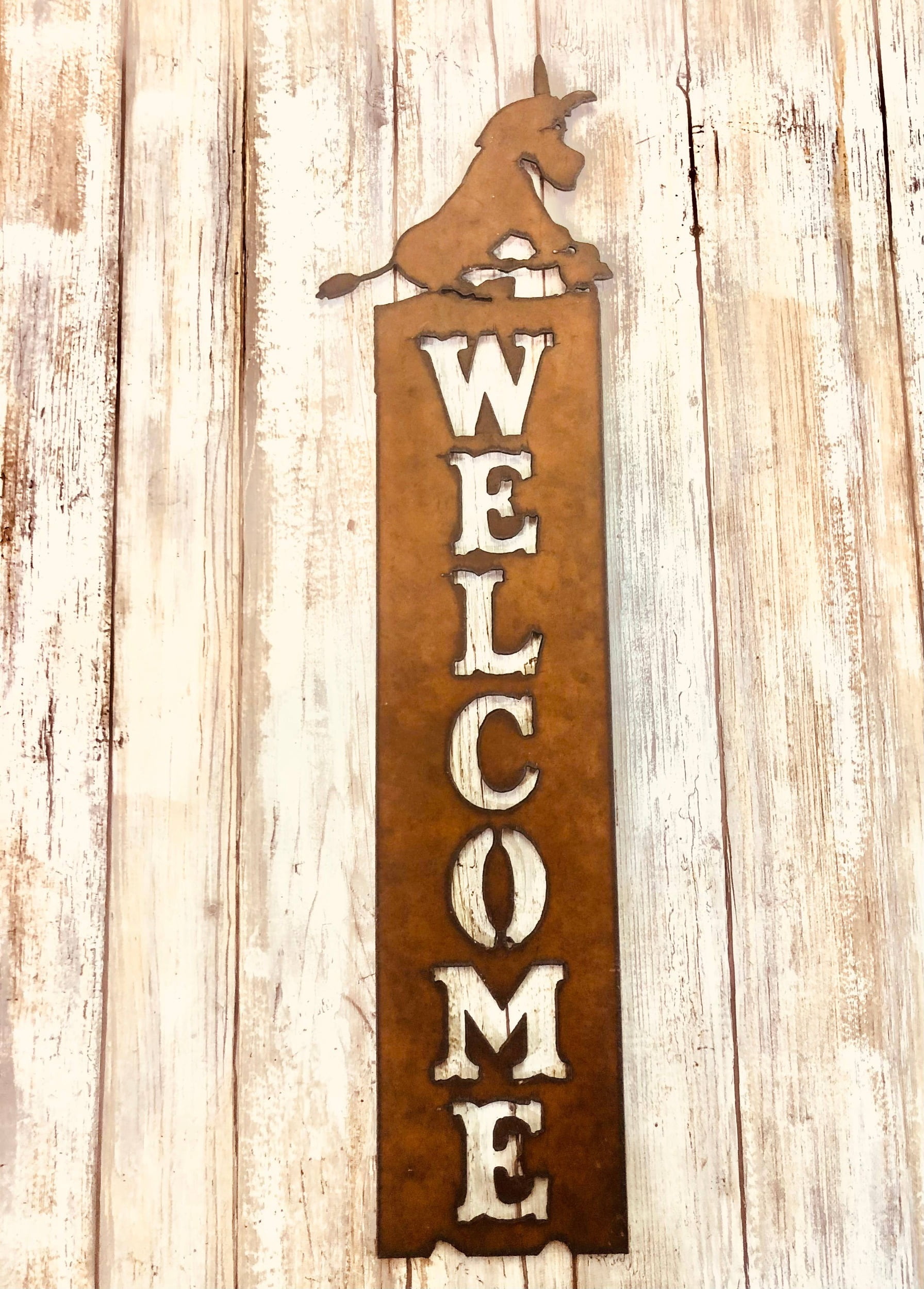 Donkey Sitting Western Vertical Welcome Sign - Walmart.com