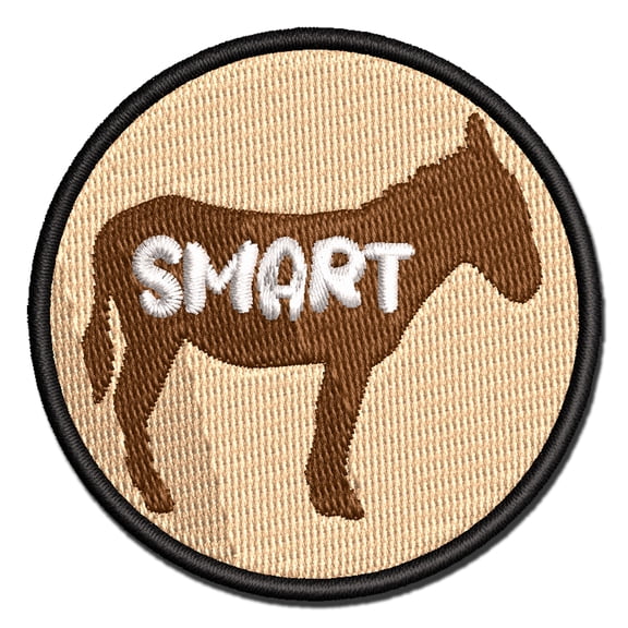 Donkey Smart Ass Silhouette Solid Applique Multi-Color Embroidered Hook & Loop Patch - 3 Inch Medium