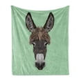 thumbnail image 1 of Donkey Soft Flannel Fleece Blanket, Illustrated Portrait of a Donkey with Luxuriant Forelock Hipster Style Mule Mascot, Cozy Plush for Indoor and Outdoor Use, 50" x 70", Multicolor, by Ambesonne, 1 of 6