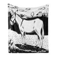 thumbnail image 1 of Donkey Soft Flannel Fleece Blanket, Donkey Standing on the Side of a Road in the Village Animals Farmlife Concept, Cozy Plush for Indoor and Outdoor Use, 50" x 70", Black and White, by Ambesonne, 1 of 5