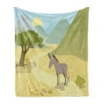 thumbnail image 1 of Donkey Soft Flannel Fleece Throw Blanket, Flat Design Habitat with a Donkey in the Mountains Wildlife Zoo Animals Cartoon, Cozy Plush for Indoor and Outdoor Use, 50" x 70", Multicolor, by Ambesonne, 1 of 6