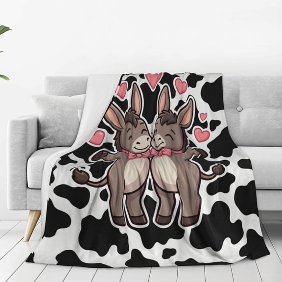 Donkey Throw Blanket, Bed Decor Animal Texture Design, Cozy Flannel Fabric, Unique Christmas Gift, Bedroom Essential 50x40