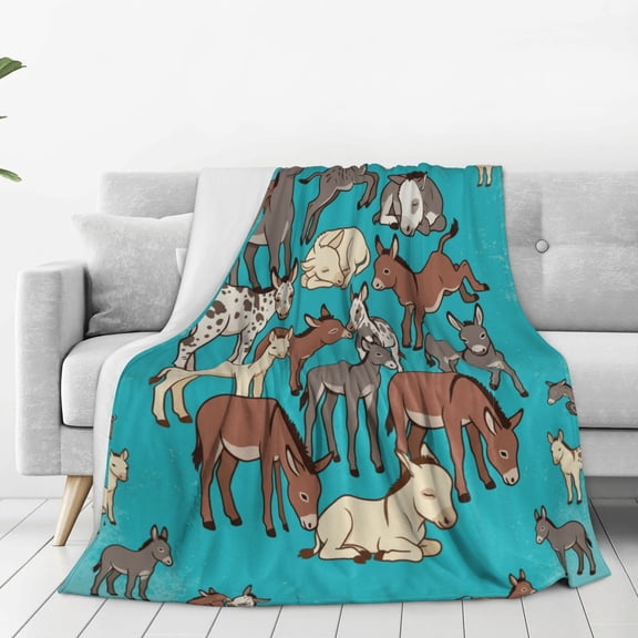 Donkey Throw Blanket, Bed Decor Cute Animal Texture, Warm Cozy Flannel Bedding, Perfect Gift for Everyone, Room Accent 50x40