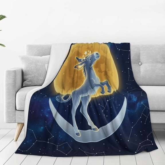 Donkey Throw Blanket, Bed Decor Rustic Donkey Design, Soft Cozy Flannel, Best Gift for Animal Fans, Travel & Camping 50x40
