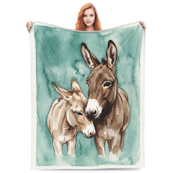 Donkey Throw Blanket, Cute Farm Animal Donkey Design, Rustic Home Decor Gift for Women Lovers, Comfortable Blanket for Couch Sofa Bed 50x40